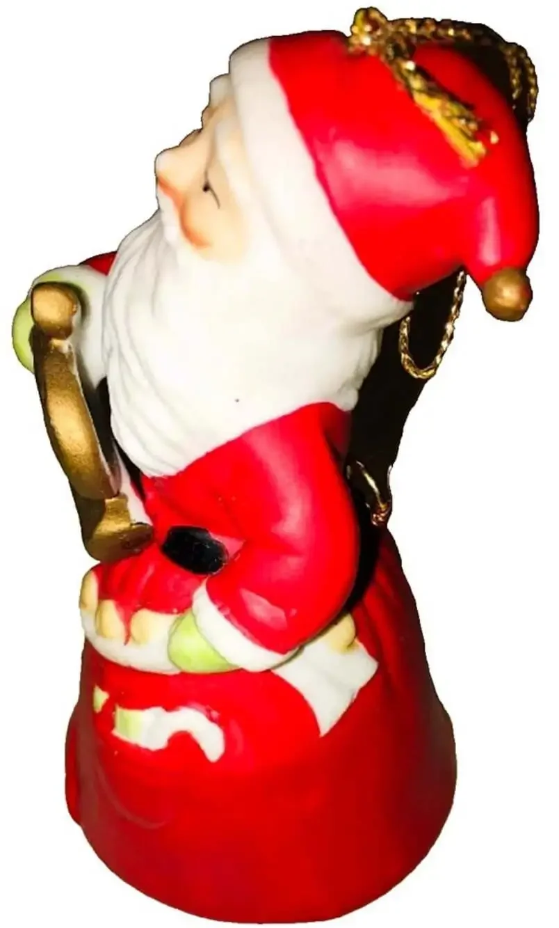 NEW Vintage Silvestri Porcelain Santa Christmas Bell Ornament 4.75” IN THE BOX!